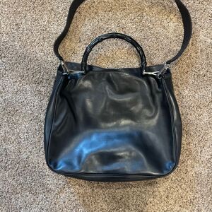 Gucci Vintage Black Lamb Leather 2-Way Bamboo Handle Shoulder Bag